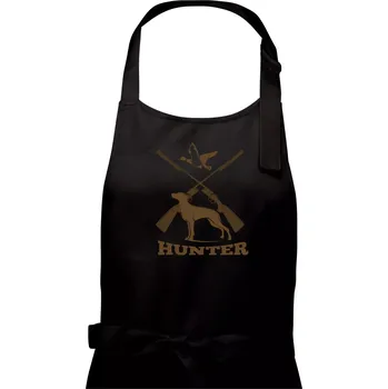 Kuchyňská zástěra Hunter - ohař a kachny - Pánská zástěra na vaření - Univerzální velikost ( Černá )