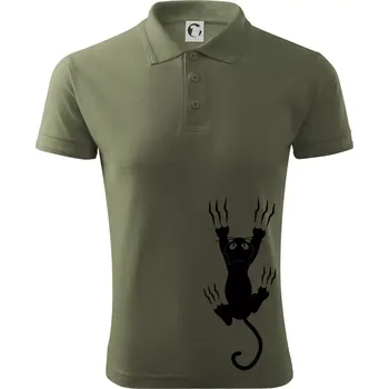 Pánská košile Kočka visící - Polokošile pánská Pique Polo 203 - S ( Khaki )