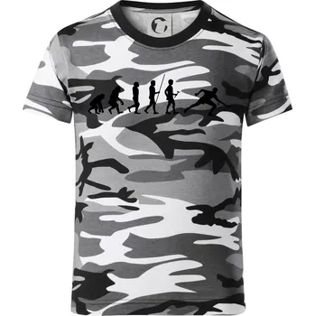 Chlapecké tričko Evoluce stolní tenis - Dětské maskáčové triko - 134 cm/8 let ( Šedý maskáč )