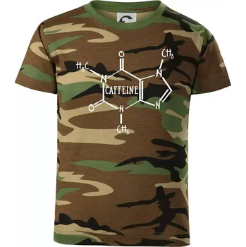 Chlapecké tričko Caffeine molekuly - Dětské maskáčové triko - 104-110cm / 3-4 roky ( Hnědý maskáč )