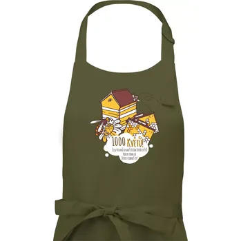 Kuchyňská zástěra Včela - 1000 květů - Dámská zástěra na vaření - Univerzální velikost ( Khaki )