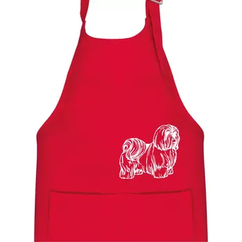 Kuchyňská zástěra Shih-tzu - chlupatý - Dětská zástěra na vaření - Univerzální velikost ( Červená )