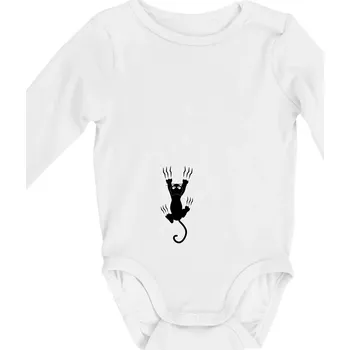 Kočka visící - Body kojenecké s dlouhým rukávem - Dlouhý r. 3-6 měs ( Bílá )