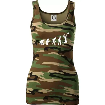 Dámské tričko Evoluce volejbal žena - Dámské Maskáčové tílko - S ( Hnědý maskáč )