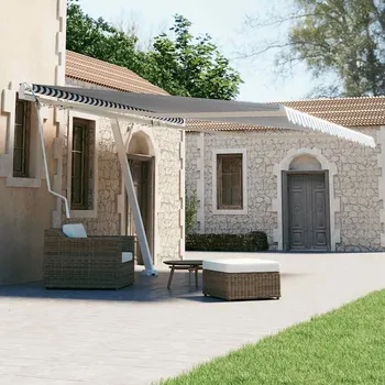 Markýza vidaXL Volně stojící automatická markýza 400 x 300 cm [3069548] Barva: Modro-bílá