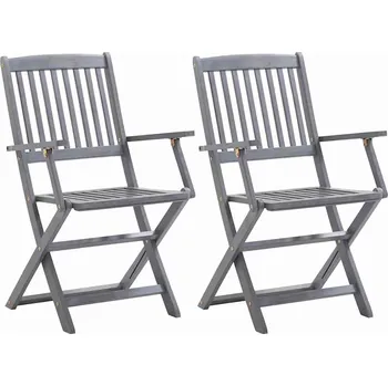 vidaXL Skládací zahradní židle 2 ks masivní akáciové dřevo [46337] Barva: Šedá