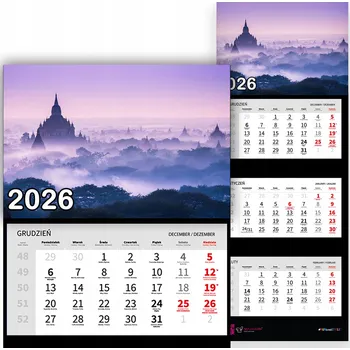 Kalendář Nástěnný Trojdílný Kalendář 2026 ZELENÝ KOUTEK Do Kanceláře Dárek Vzory