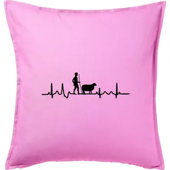 Polštář Ekg pastevec ovcí - Polštář 50x50 - 50x50 - Pouze potah ( Růžová )