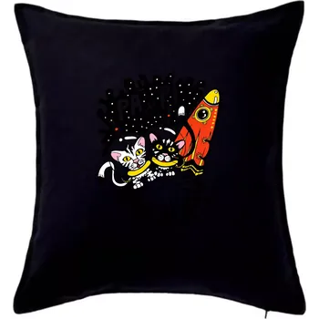Polštář Pá a Pi z kočičí planety (Pecka Design) - Polštář 50x50 - 50x50 - Pouze potah ( Černá )