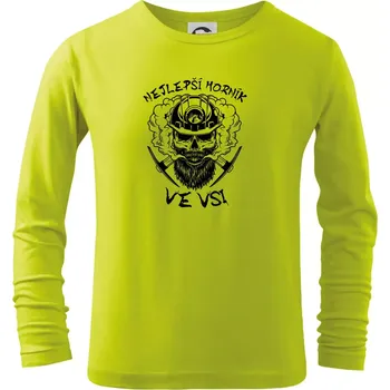 Chlapecké oblečení Nejlepší horník ve vsi - Triko dětské Long Sleeve - 146 cm/10 let ( Limetková )