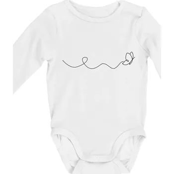 Kojenecký body Dráha letu motýla - vlnovka - Body kojenecké s dlouhým rukávem - Dlouhý r. do 3 měs ( Bílá )