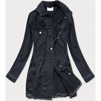 Dámská cargo bunda Dámská volná denimová bunda s protrženími - odstíny černé, odstíny černé M (38)