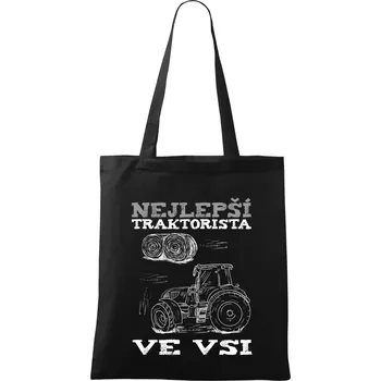 Nákupní taška Nejlepší traktorista ve vsi - Taška bavlněná - 42 x 38 cm ( Černá )