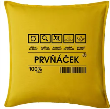 Polštář Čárový kód - prvňáček - Polštář 50x50 - 50x50 - Pouze potah ( Žlutá )