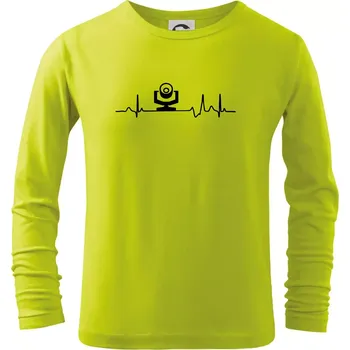 Dětská móda Ekg osvětlovač - robo hlava - Triko dětské Long Sleeve - 134 cm/8 let ( Limetková )