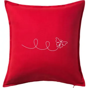 Polštář Dráha letu motýla - smyčka - Polštář 50x50 - 50x50 - Pouze potah ( Červená )