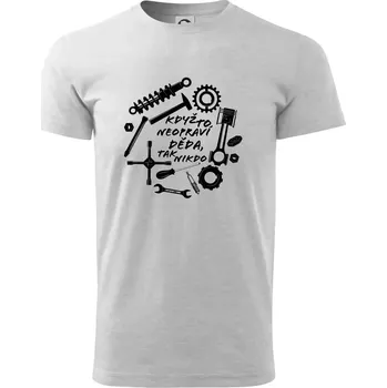 Pánské tričko Automechanik - Když to neopraví děda - Triko extra velké (5-8XL) - 6XL ( Světlešedý Melír )