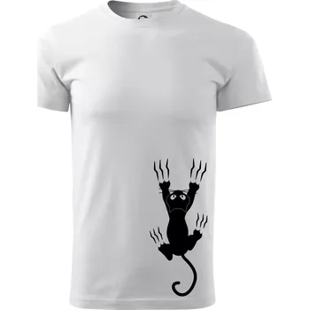 Pánské tričko Kočka visící - Triko extra velké (5-8XL) - 6XL ( Bílá )