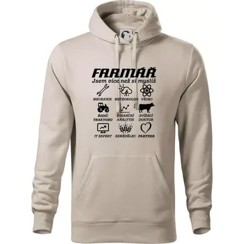Pánská mikina Symboly farmář - Traktorista a partner - Mikina pánská Cape s kapucí - 4XL ( Ledově šedá )