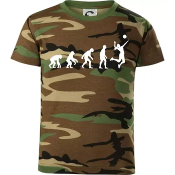 Chlapecké tričko Evoluce volejbal culík - Dětské maskáčové triko - 122 cm/6 let ( Hnědý maskáč )