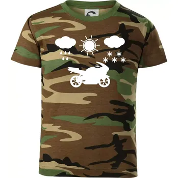 Chlapecké tričko Motorkář za každého počasí - silnice - Dětské maskáčové triko - 146 cm/10 let ( Hnědý maskáč )