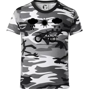 Chlapecké tričko Motorkář za každého počasí - enduro - Dětské maskáčové triko - 122 cm/6 let ( Šedý maskáč )