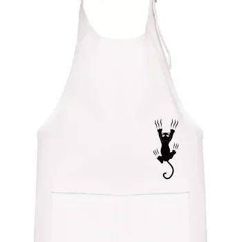 Kuchyňská zástěra Kočka visící - Dětská zástěra na vaření - Univerzální velikost ( Bílá )