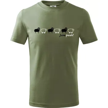 Jsem pasák - ovce v řadě - Tričko dětské bavlněné - 98 cm / 2 roky ( Khaki )