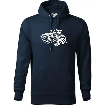 Pánská mikina Rozezlený orel - Mikina pánská Cape s kapucí - 5XL ( Námořní modrá (velmi tmavá - téměř černá) )