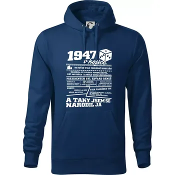 Pánská mikina 1947 v Kostce - Mikina pánská Cape s kapucí - 5XL ( Půlnoční modrá )