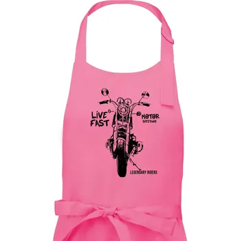 Kuchyňská zástěra Motorka kresba live fast - Dámská zástěra na vaření - Univerzální velikost ( Růžová )