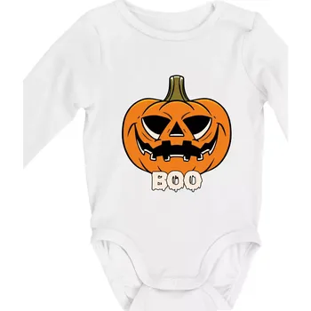 Kojenecký body Halloween dýně - Body kojenecké s dlouhým rukávem - Dlouhý r. do 3 měs ( Bílá )