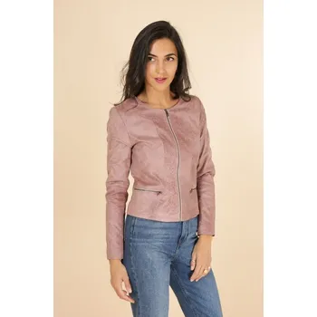 Dámská casual bunda Bunda imitace broušené kůže Laura Jo 15505 barva: růžová-starorůžová, velikost: L