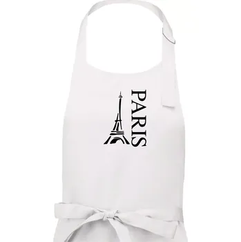 Kuchyňská zástěra Paris nápis Eiffelovka na výšku - Pánská zástěra na vaření - Univerzální velikost ( Bílá )