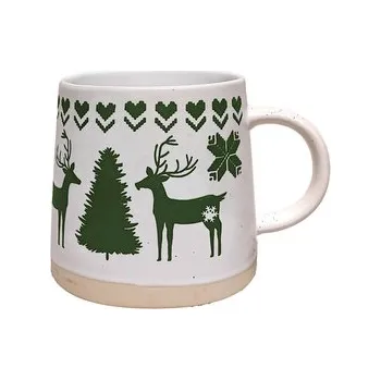 Kameninový hrnek - Zelený sob -vánoční