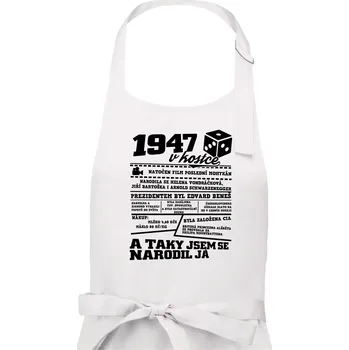 Kuchyňská zástěra 1947 v Kostce - Pánská zástěra na vaření - Univerzální velikost ( Bílá )