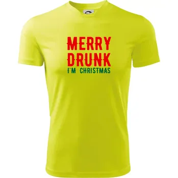 Merry Drunk I'm Christmas - Pánské triko Fantasy sportovní (dresovina) - L ( Neonově žlutá )