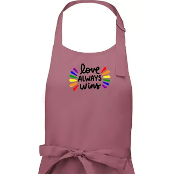 Kuchyňská zástěra Love always win - čáry - Pánská zástěra na vaření - Univerzální velikost ( Starorůžová )