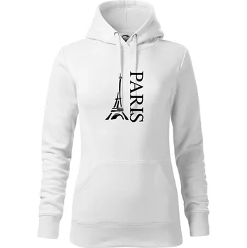 Dámská mikina Paris nápis Eiffelovka na výšku - Mikina dámská Cape s kapucí - XL ( Bílá )