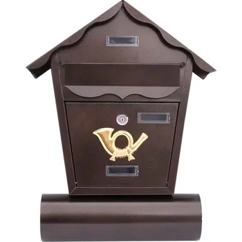 Poštovní schránka Poštovní schránka domeček 36 x 46 cm s tubou na noviny, hnědá, XL-TOOLS