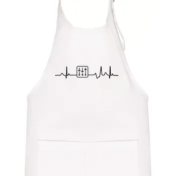 Kuchyňská zástěra Ekg zvukař - mixpult - Dětská zástěra na vaření - Univerzální velikost ( Bílá )