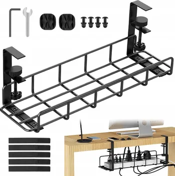 kabelová chránička KOVOVÝ KOŠ NA KABELY S UPEVŇOVACÍMI KLIPY ČERNÝ ORGANIZÉR NA STŮL