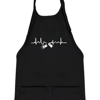Kuchyňská zástěra Ekg osvětlovač - spoty - Dětská zástěra na vaření - Univerzální velikost ( Černá )
