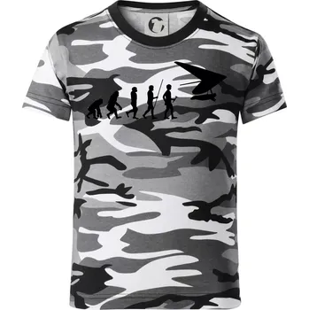 Chlapecké tričko Evoluce rogalo - Dětské maskáčové triko - 146 cm/10 let ( Šedý maskáč )