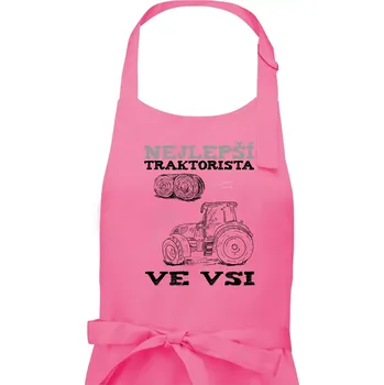 Kuchyňská zástěra Nejlepší traktorista ve vsi - Pánská zástěra na vaření - Univerzální velikost ( Růžová )