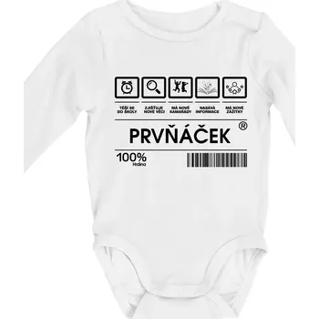 Čárový kód - prvňáček - Body kojenecké s dlouhým rukávem - Dlouhý r. do 3 měs ( Bílá )