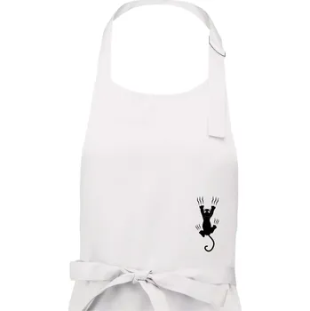 Kuchyňská zástěra Kočka visící - Dámská zástěra na vaření - Univerzální velikost ( Bílá )
