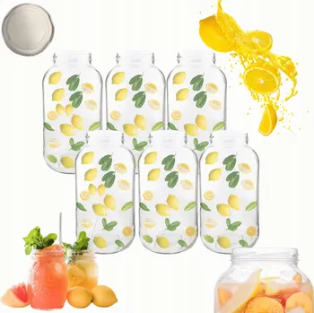 Sklenice Sklenice 2000ml 2l na šťávy, okurky, kyselé okurky, houby, likéry, 6 kusů, 82mm PZH