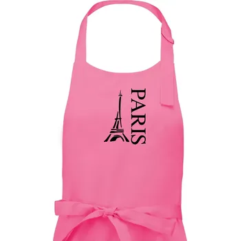 Kuchyňská zástěra Paris nápis Eiffelovka na výšku - Dámská zástěra na vaření - Univerzální velikost ( Růžová )
