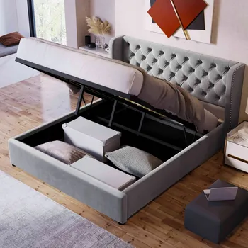 Postel Jednolůžková dřevěná postel Arhatreya 140x200 cm šedá